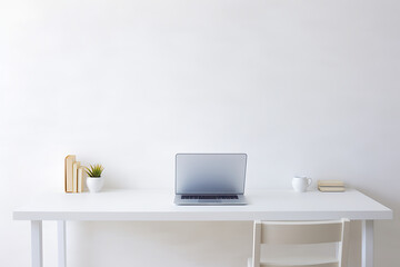 laptop on desk, clean laptop, workdesk, interior design office, bright office