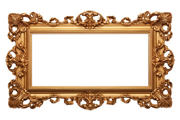 baroque art deco style photo frame on isolated png background