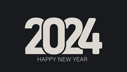 "Happy New Year 2024" Greeting card Happy New Year 2024. Beautiful holiday web banner or billboard with Golden sparkling text Happy New Year 2024 written sparklers on festive blue background with fire