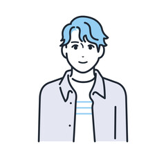 カジュアルな服装の若い男性のシンプルなアバターアイコンのベクターイラスト素材