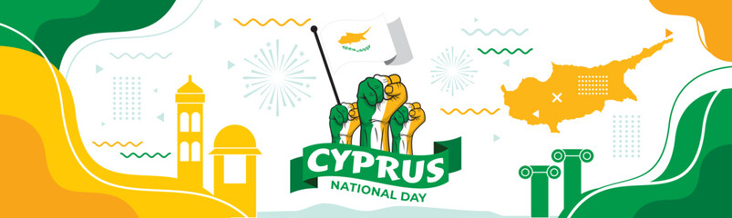 Fototapeta premium Cyprus flag design. Waving Cyprus flag made of satin or silk fabric. Vector Illustration.