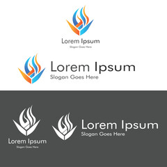 Abstract blue and yellow and orange gradient logo design concept. Vector eps file