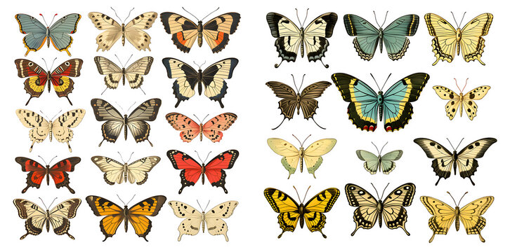 Butterfly watercolor illustration clipart. Generative AI.