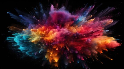 Fototapeta premium Colourful bright paint explosion on black background
