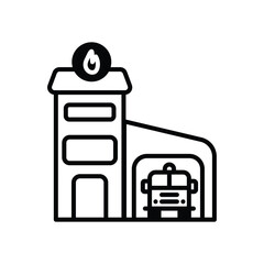 Fire Station icon isolate white background vector stock illustration