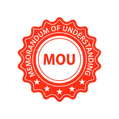 Grunge red MOU (abbreviation of memorandum of understanding) word round rubber seal stamp on white background. Vector illustration