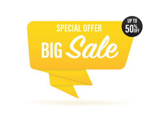 Big Sale banner template design. Yellow tag templates with special offers for purchase. Business and Advertising. Vector illustration