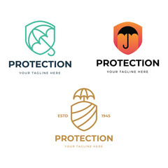 Umbrella shield logo vector design template on white background