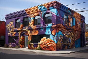  Graffiti-style mural showcasing urban creativity, Generative AI