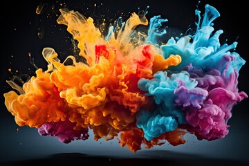 Obraz premium Ink in water. Splash of colors of different colors. Abstract color background. Generated by artificial intelligence
