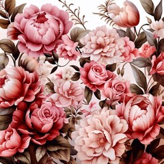 pink and white flowers background, generative Ai