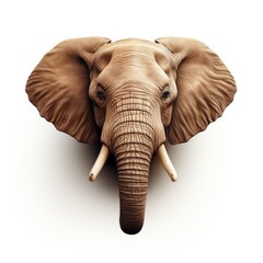 Elephant head on white background