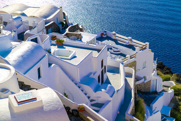 view of the oia village and on the Greek island of Santorini