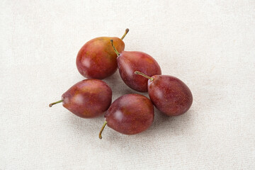 Fresh ripe plums, copy space
