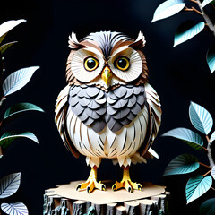 Paper's Enchanting Night: Creative Art of Secrets and Adventures Unfolding in the Company of Adorable Paper Owls.(Generative AI)