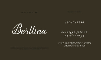 Abstract Calligraphy font alphabet. Minimal modern urban fonts for logo, brand etc. Typography typeface uppercase lowercase and number. vector illustration
