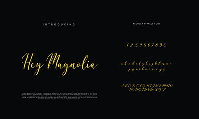Abstract Calligraphy font alphabet. Minimal modern urban fonts for logo, brand etc. Typography typeface uppercase lowercase and number. vector illustration
