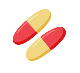 Color pills capsules cartoon. Vector illustration of medicine preparations isolated on white.