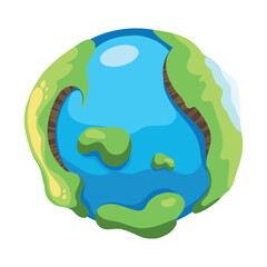 Globe earth planet icon. Cartoon illustration