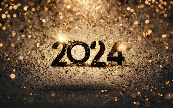 2024 Background, Golden Sparkling 2024 Background, 2024 Background With Golden Sparkles