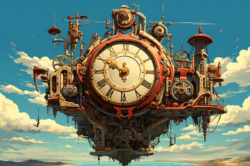 Time machine clock, futuristic fantasy, movie, cartoon, animated, time, big clock