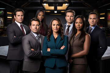 group of business people facing to the camera. covering different races, generative ai 