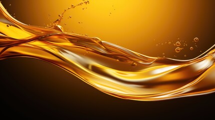Cooking oil wave splashing or petrol liquid background. Orange wave banner with free place for text
