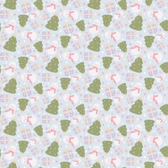 Christmas cute pastel seamless pattern