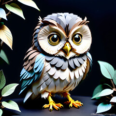 Paper's Enchanting Night: Creative Art of Secrets and Adventures Unfolding in the Company of Adorable Paper Owls.(Generative AI)