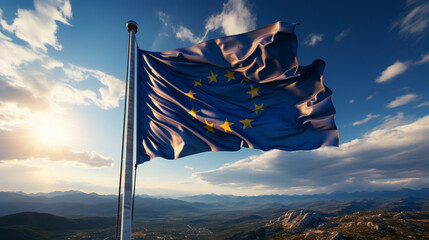 European union flag, Ai generated - obrazy, fototapety, plakaty