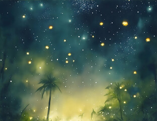 Fototapeta na wymiar Firefly in the jungle at night