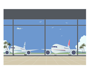 空港内から見える飛行機