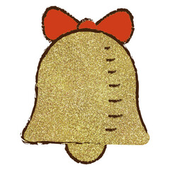 Clip art material: Hand-drawn Glittering Bell with ribbon