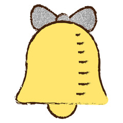 Clip art material: Hand-drawn Glittering Bell with ribbon