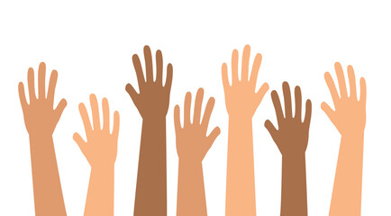 Multiethnic Diverse Hands Raised Up