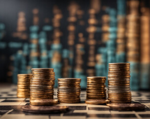 stacks of coins finance concept, business growth, and goals