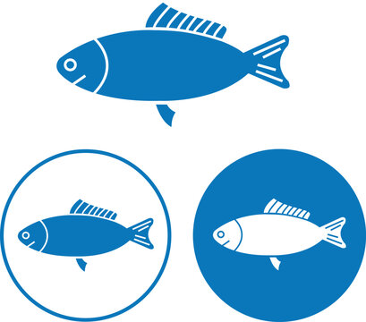 Set of Blue Fill Fish logo template suitable for businesses and product names on transparent background. logo design could be used for different purposes for company, product, service or your ideas.