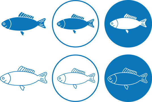 Set of Blue Flat Fish logo template suitable for businesses and product names on transparent background. logo design editable stock could be used for different purposes for company, product, service.