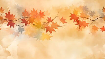 Naklejka na ściany i meble Autumn watercolor Japanese paper background seamless pattern