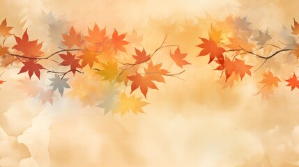 Obraz premium Autumn watercolor Japanese paper background seamless pattern