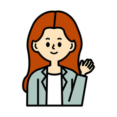 ビジネスパーソン　女性　案内　紹介　イラスト　素材	
