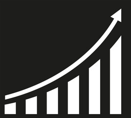 Growth chart graph with rising columns. Business and financial success concept. Vector illustration of increasing profits