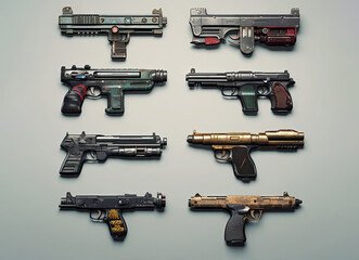 Different Types of Guns Generative AI - obrazy, fototapety, plakaty