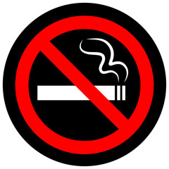 Black no smoking sign. Prohibition of smoking. Vector illustration with warning symbol. Forbidden tobacco use icon