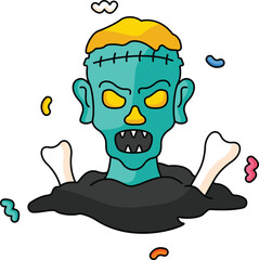 Zombie Cute Vector Sticker 