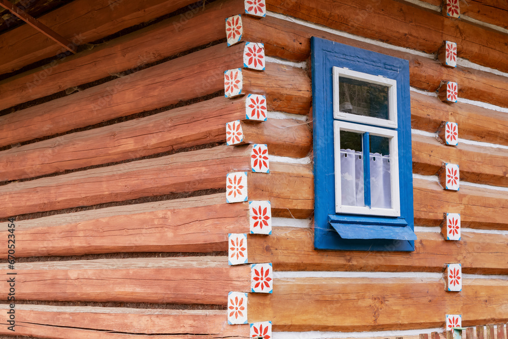 Wall mural Old wooden houses in village Osturna, Spiska magura region, Slovakia