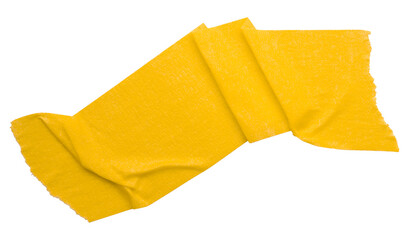 yellow crumpled torn tape isolated on transparent background