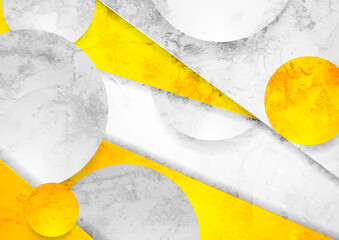 Light grey and yellow grunge abstract background with circles. Vector design
