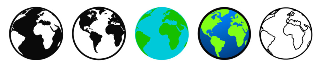 Globe icons set. World Globe Vector Illustration Logo