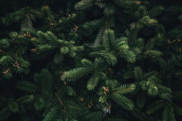 Fototapeta na wymiar New Year background. Christmas tree branches. AI generative.